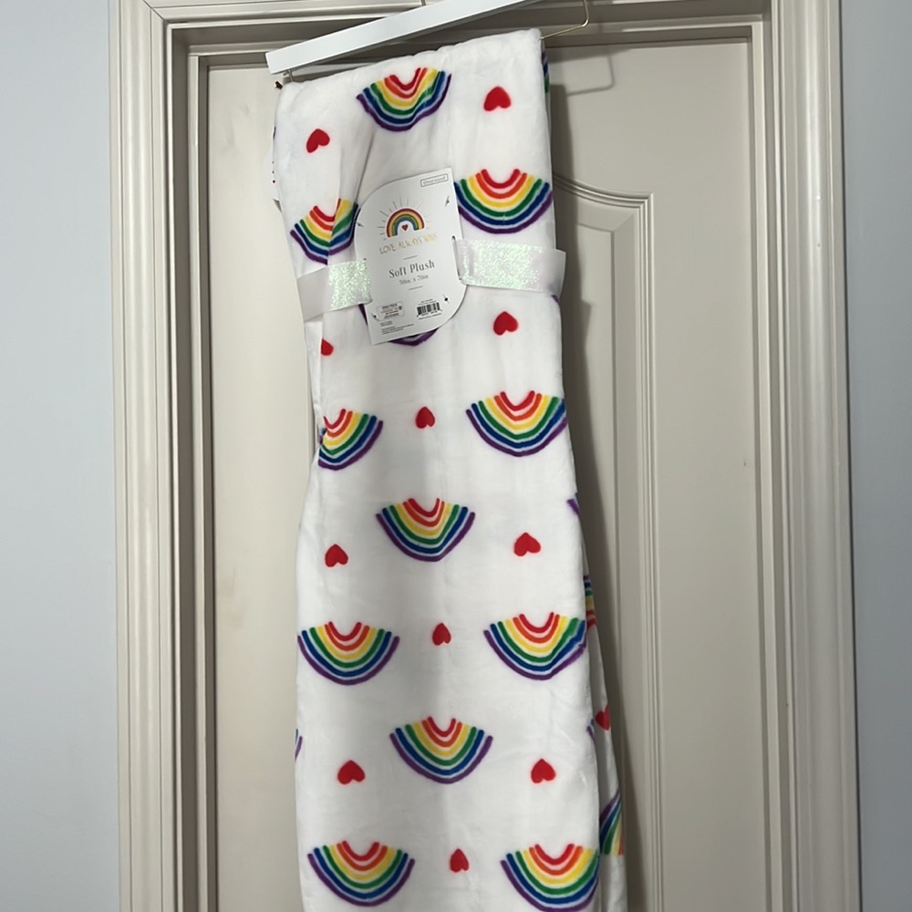 Oversized Pride,  love always wins, soft, plush blanket. Rainbows and hearts